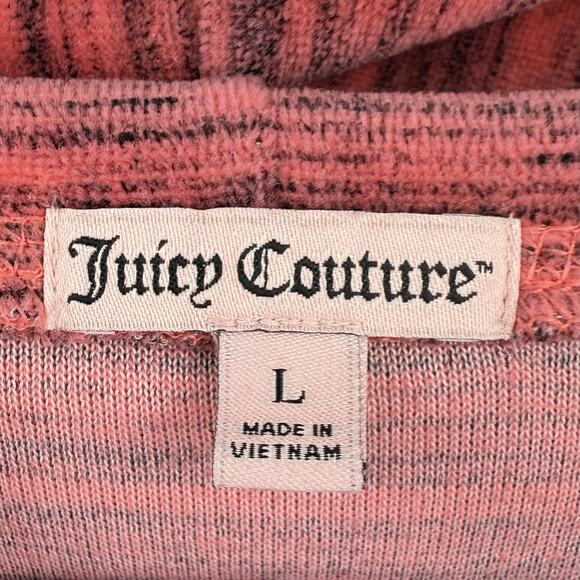 Juicy Couture Size Large Pink/Salmon Velour Zip-Up Hooded Sweatshirt Jacket Y2K - Picture 3 of 9